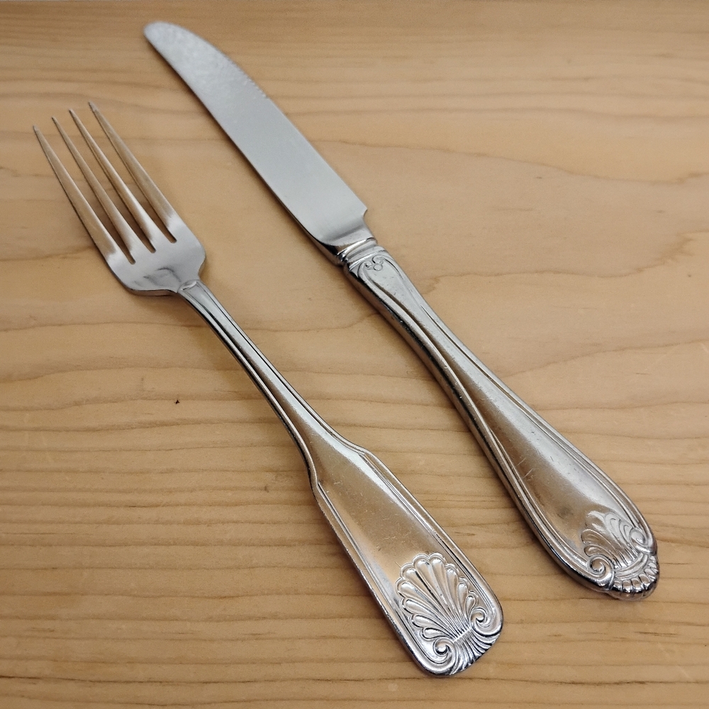 Wallace Brand Ware Korea  Coral Shell‎ Pattern Stainless Flatware Fork & Knife